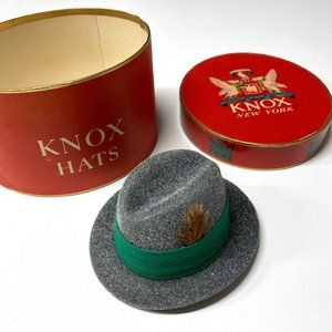 Miniature Fedora Hat with Salesman Sample Knox Hats Box Collectible Decoration